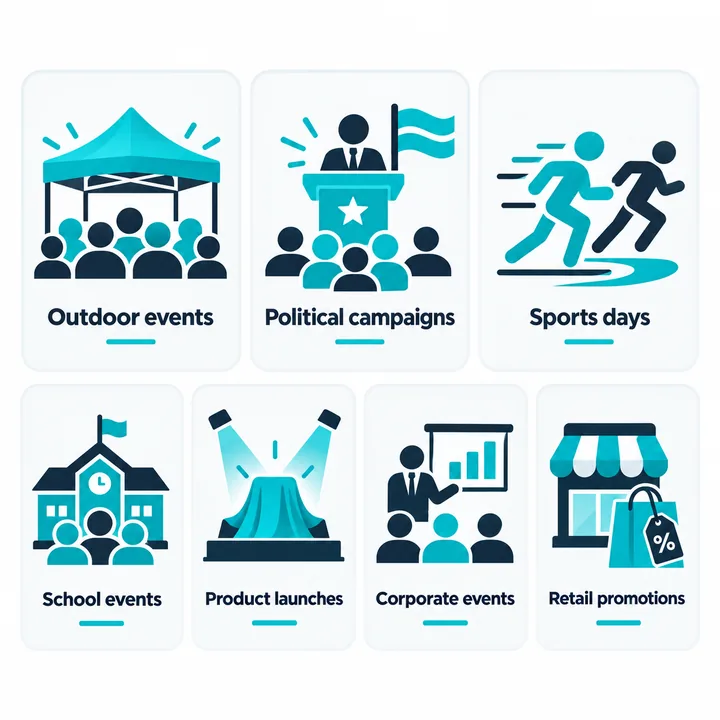 Sublimation applications for outdoor events, campaigns, sports days, schools and corporate events